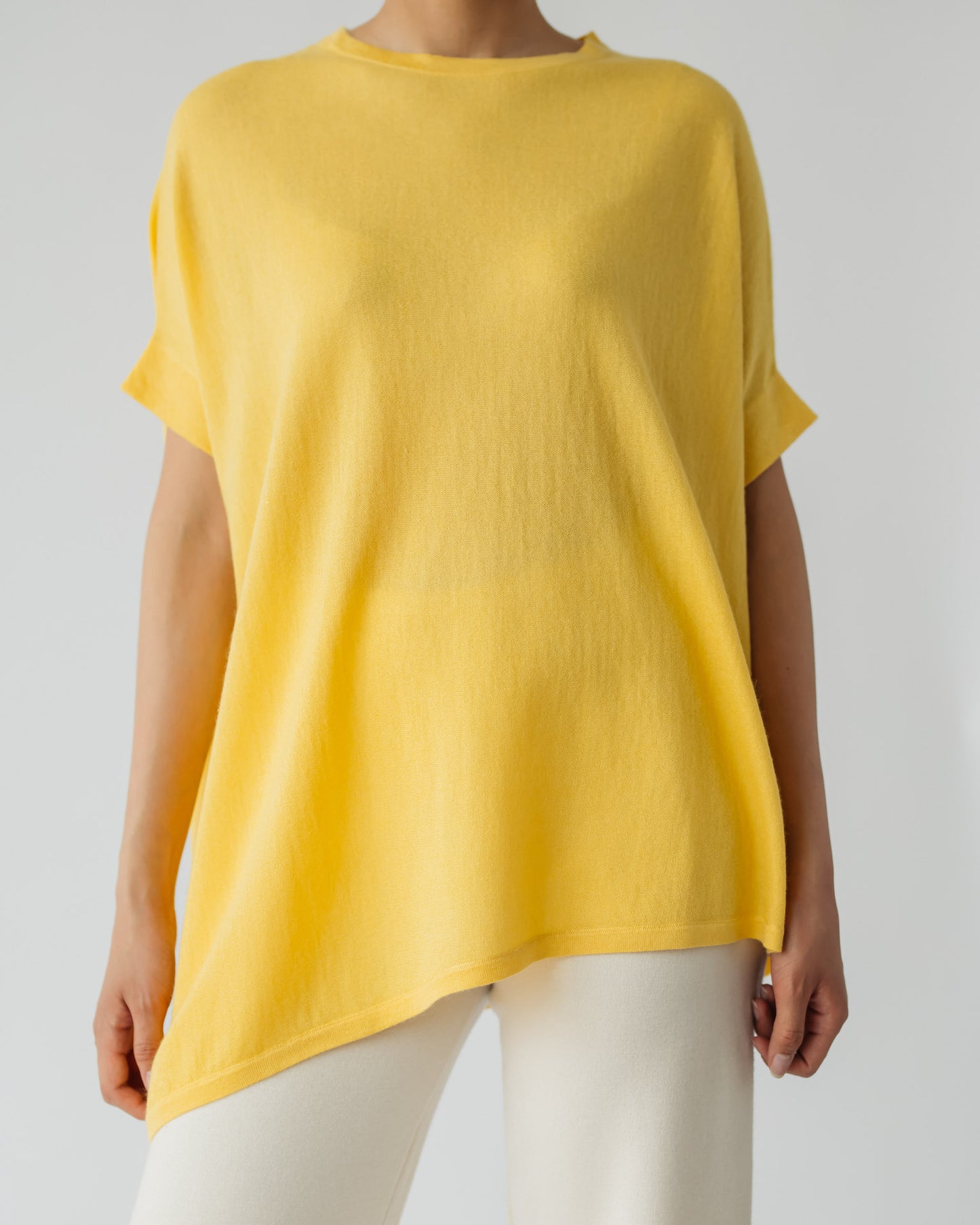 Silk and Cashmere Blended Asymmetric C-neck Sweater