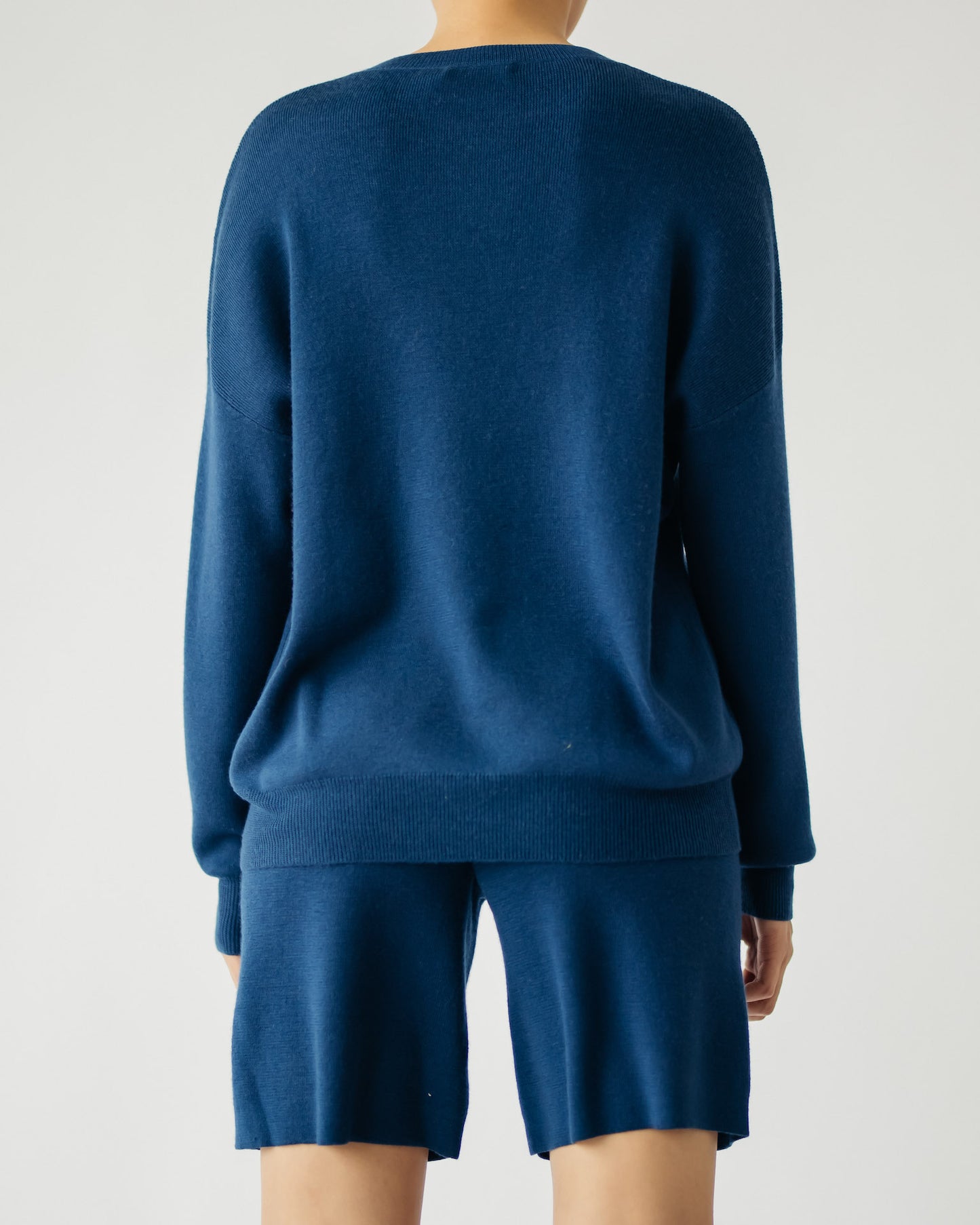 Silk and Cashmere Blended Ribb C-neck Sweater