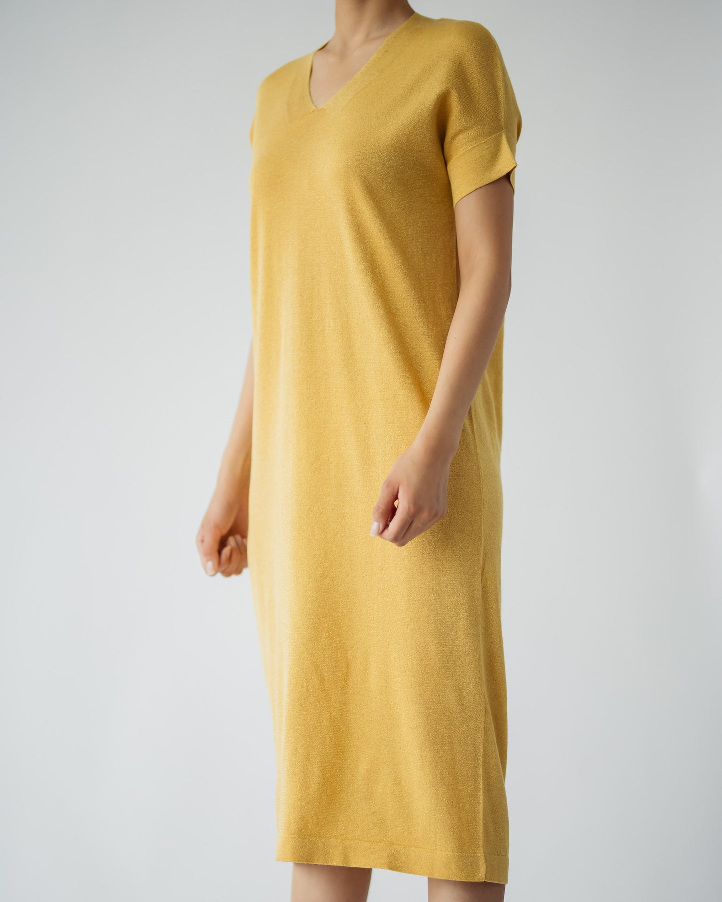 Silk and Cashmere Blended Glitter V neck Dress