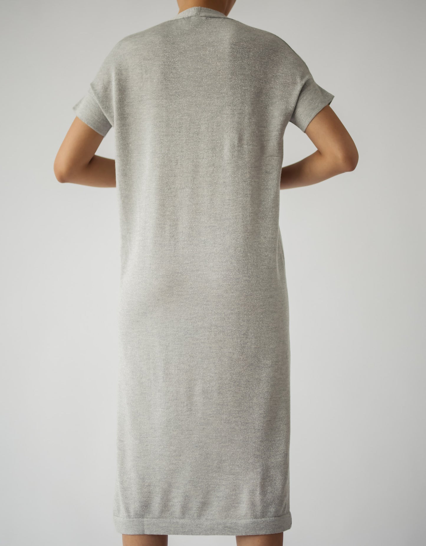 Silk and Cashmere Blended Glitter V neck Dress
