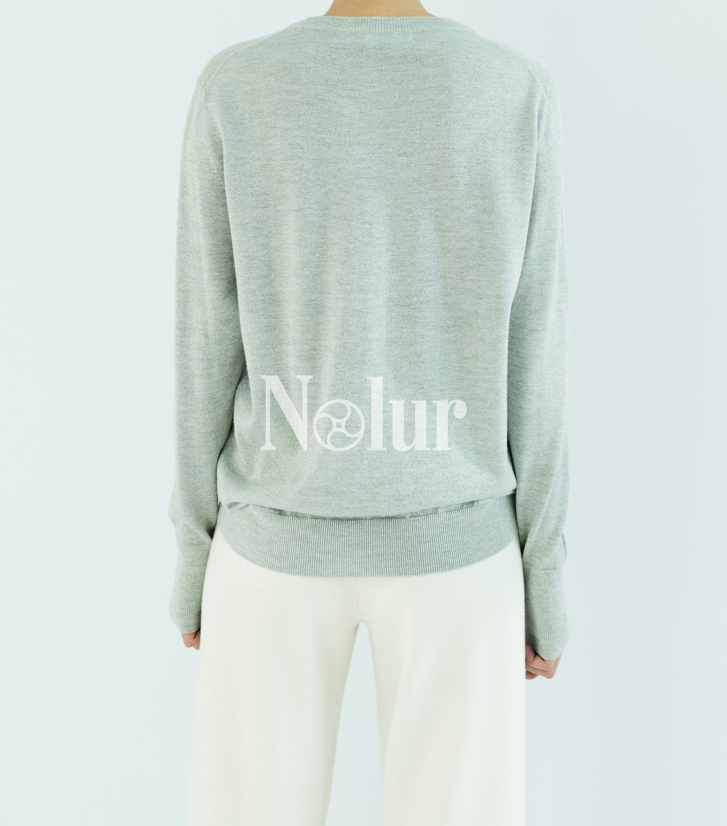 Silk and Cashmere Blended V-neck with Glitter
