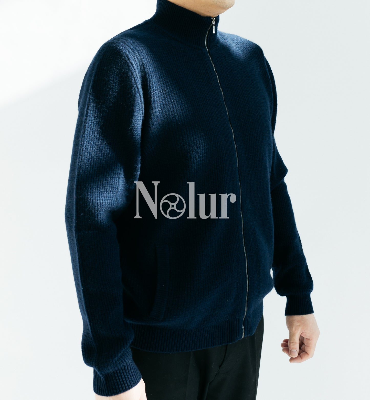 Pure Cashmere Hi-neck Zipped Cardigan