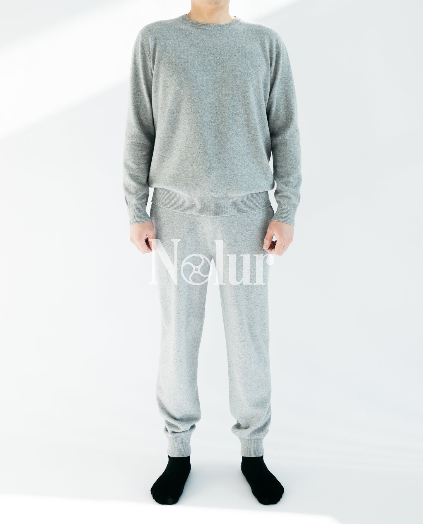 Pure Cashmere C-neck Sweater with Elbow Patches