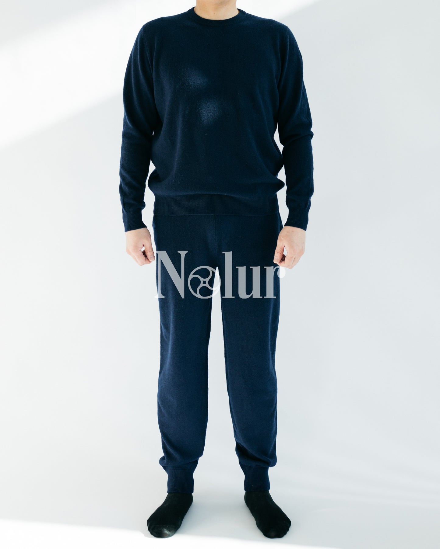 Pure Cashmere C-neck Sweater with Elbow Patches