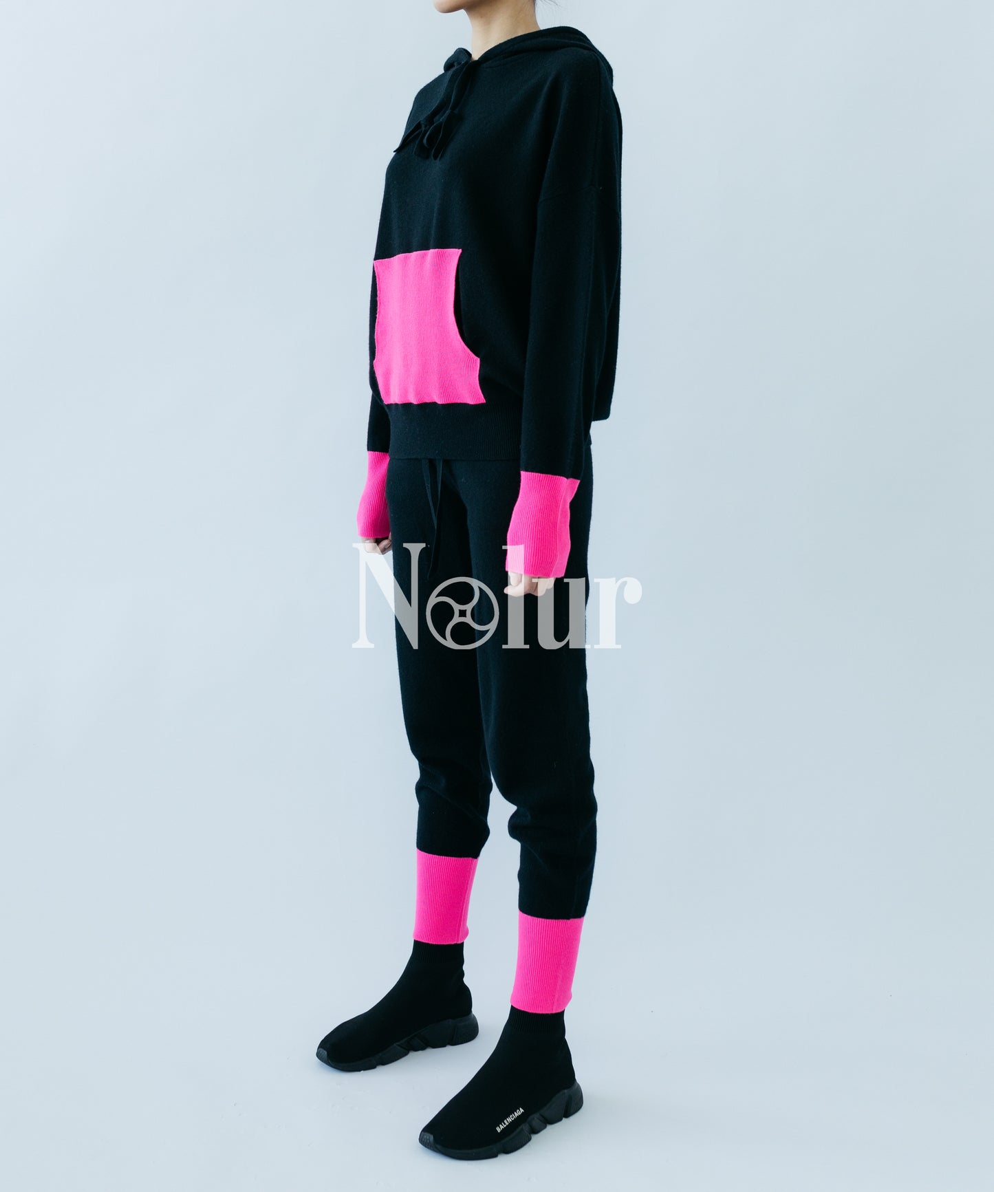 Pure Cashmere Hoodie with Neon Details