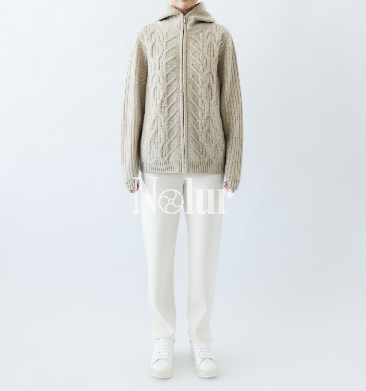 Pure Cashmere Cable Hoodie