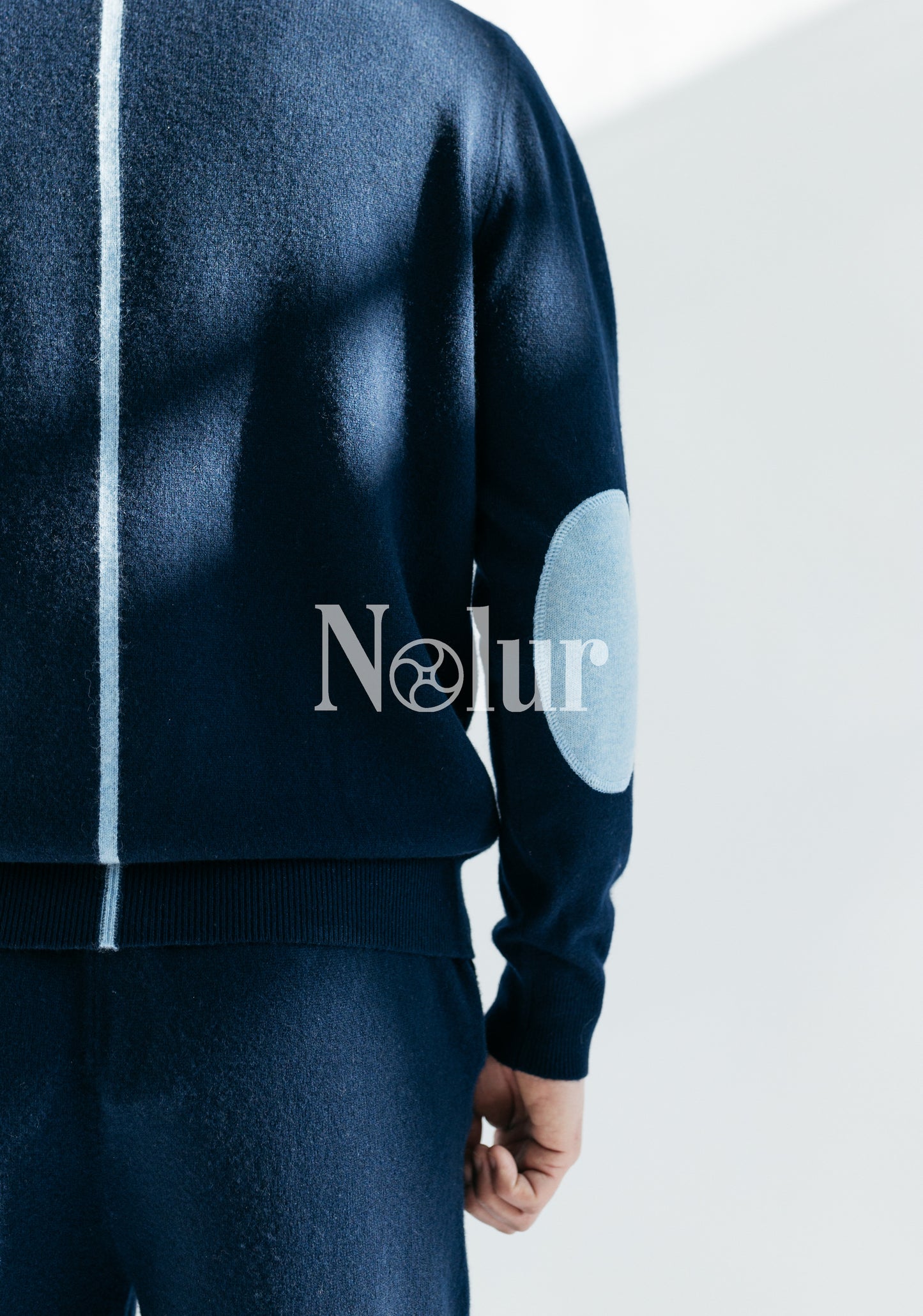 Pure Cashmere C-neck Sweater with Elbow Patches