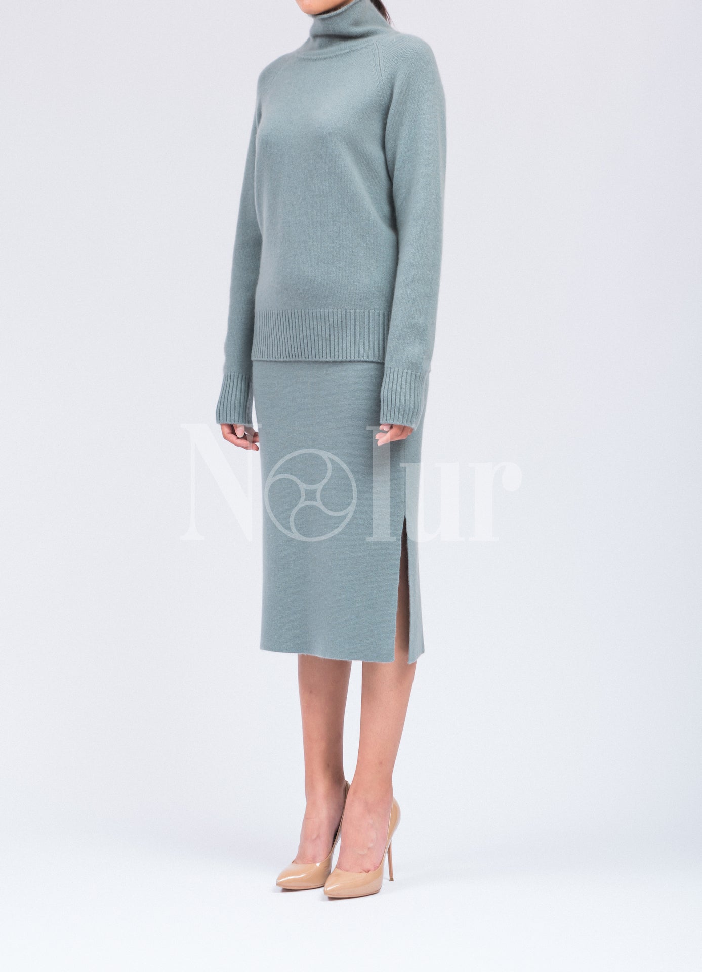 Pure Cashmere High-neck Plain Knit Sweater