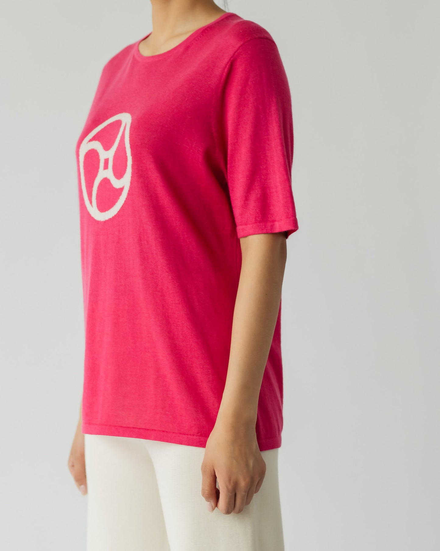 Silk and Cashmere Blended Logo Jacquard C-neck Sweater