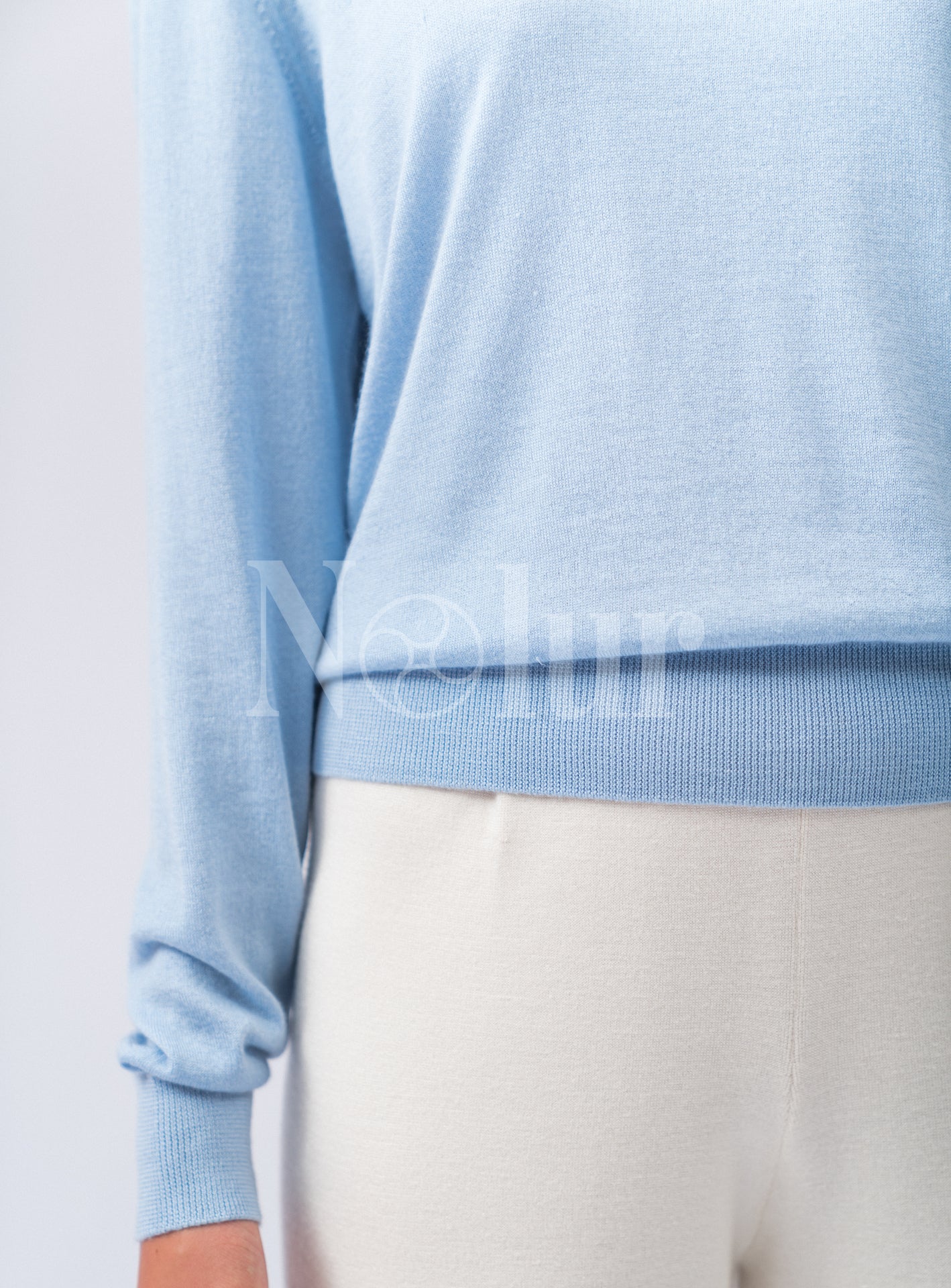 Silk and Cashmere Blended Contrast Collar Long Sleeve Polo Shirt