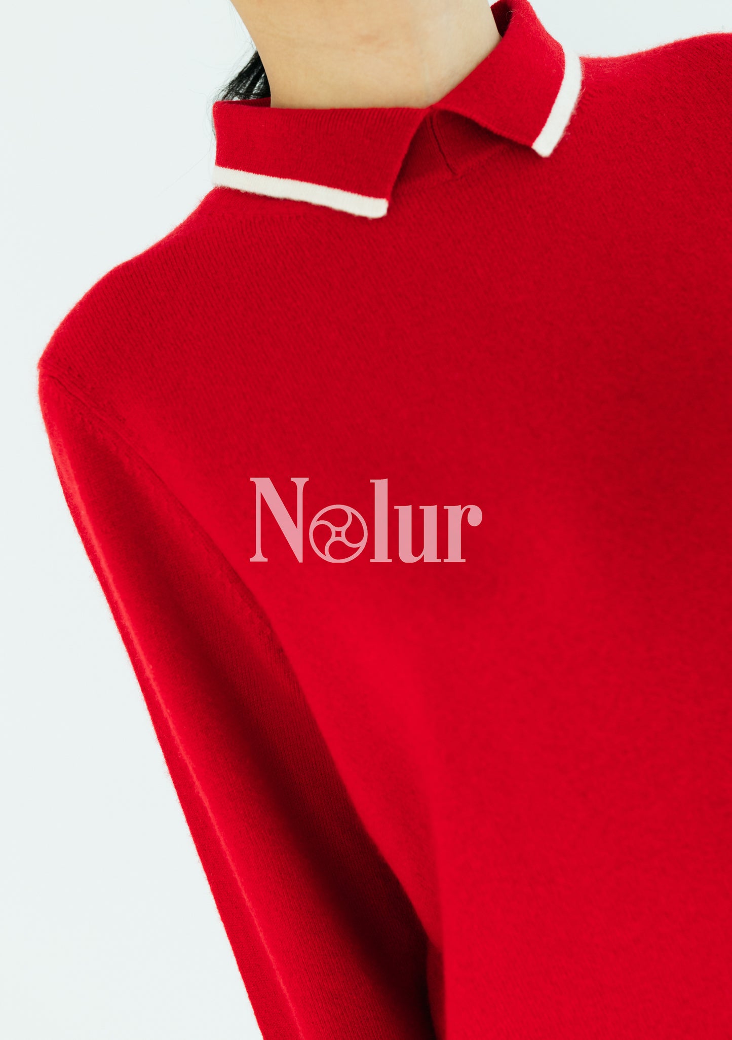 Pure Cashmere Collar Striped Polo Shirt