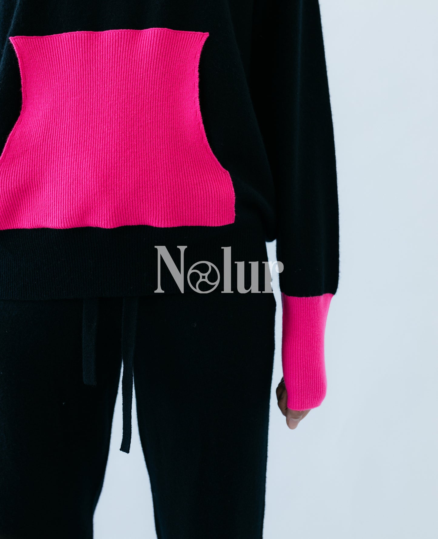 Pure Cashmere Hoodie with Neon Details