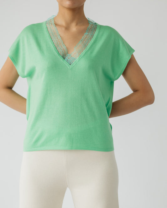 Silk and Cashmere Blended V-neck Top