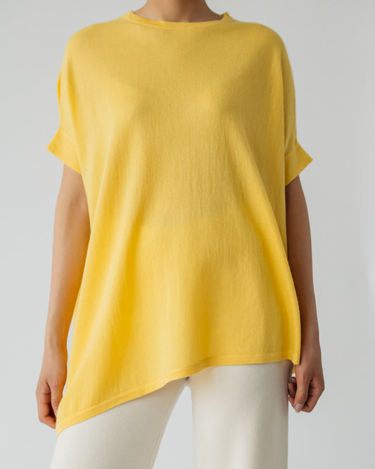 Silk and Cashmere Blended Asymmetric C-neck Sweater