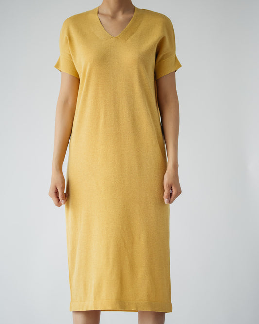 Silk and Cashmere Blended Glitter V neck Dress