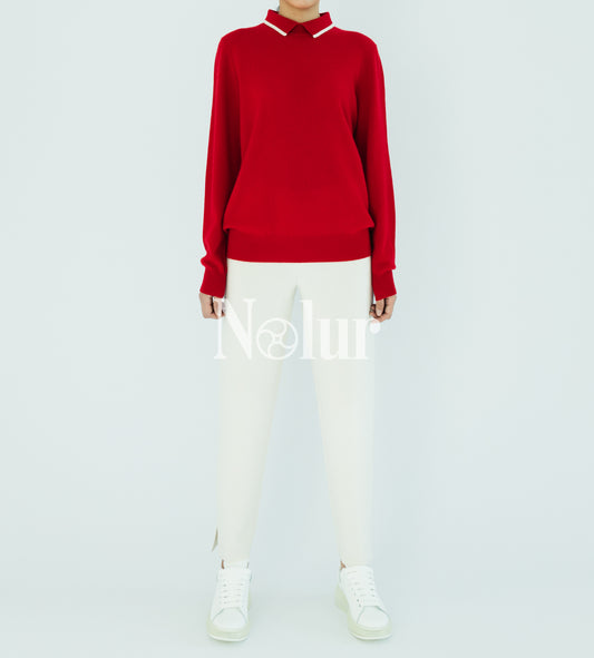 Pure Cashmere Collar Striped Polo Shirt