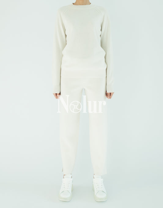 Pure Cashmere Cable Striped C-neck