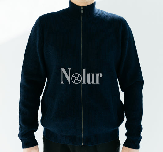 Pure Cashmere Hi-neck Zipped Cardigan