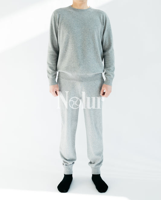 Pure Cashmere C-neck Sweater with Elbow Patches