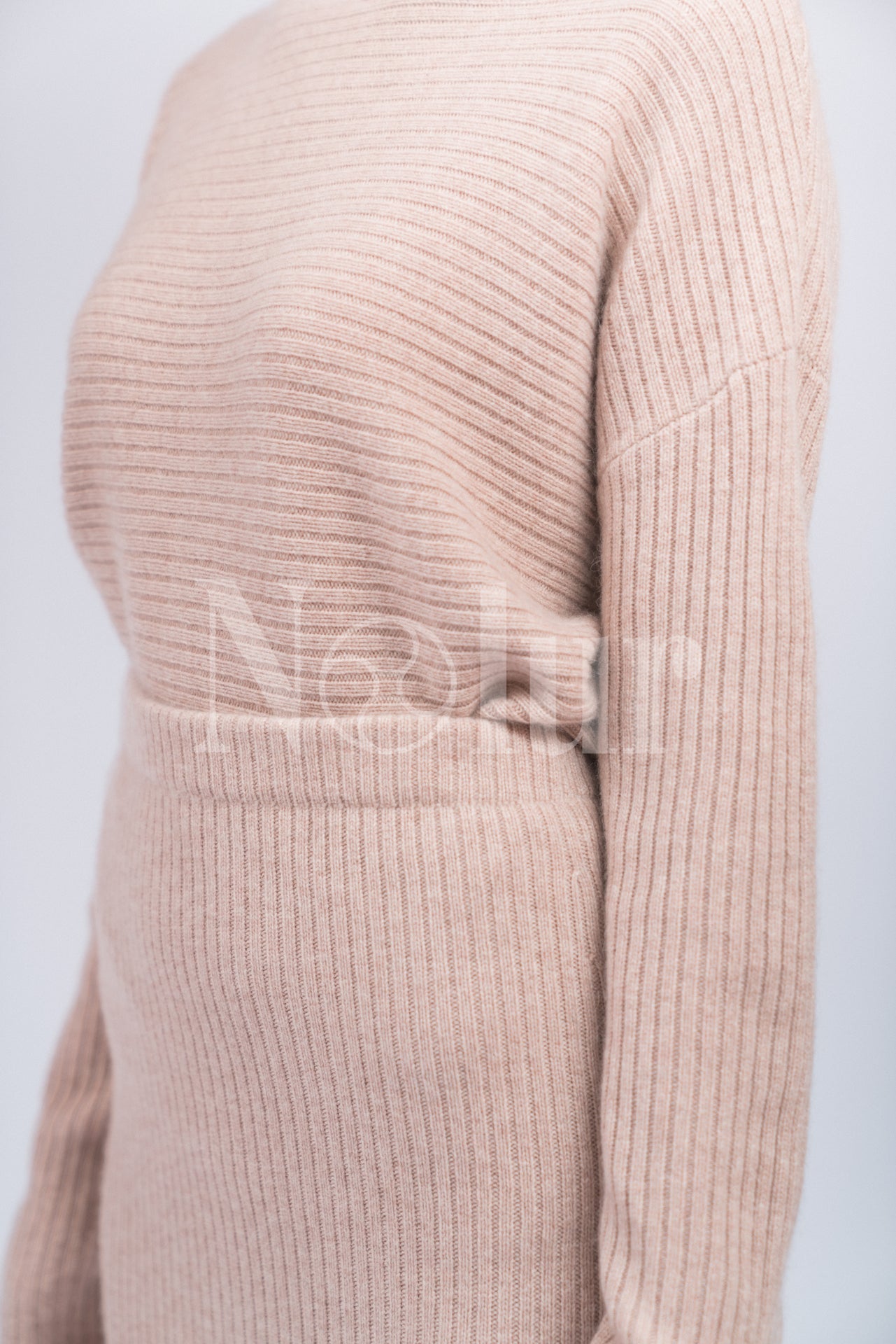Pure Cashmere Straight Ribb Knit Skirt