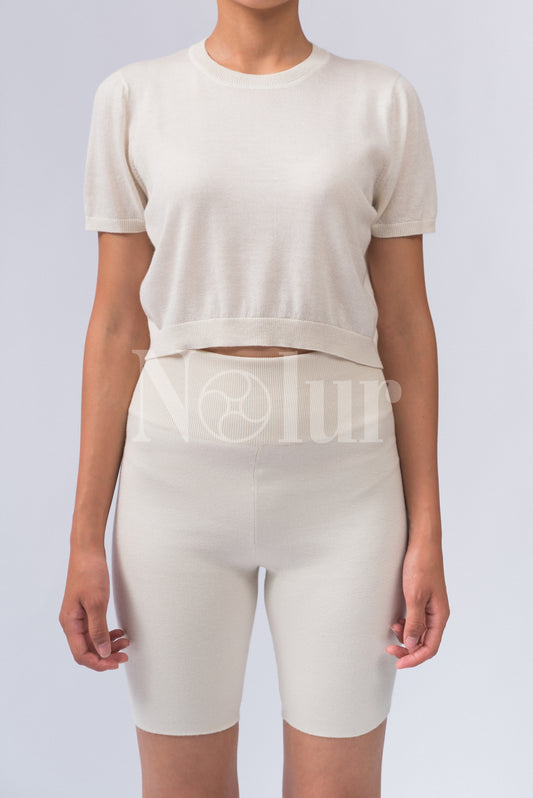 Silk and Cashmere Blended Biker Short